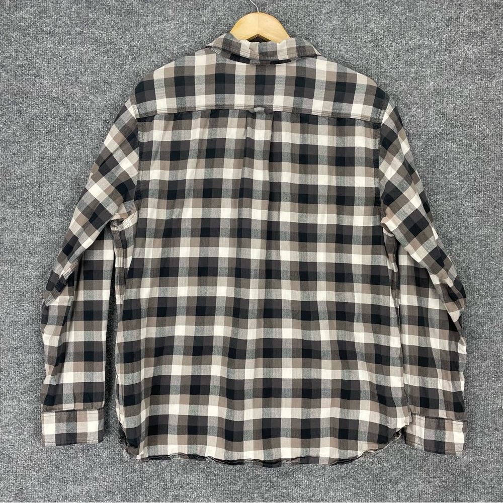 The North Face Plaid Flannel Shirt Men’s XL Gray White Tweed Herringbone Cotton - Picture 3 of 9